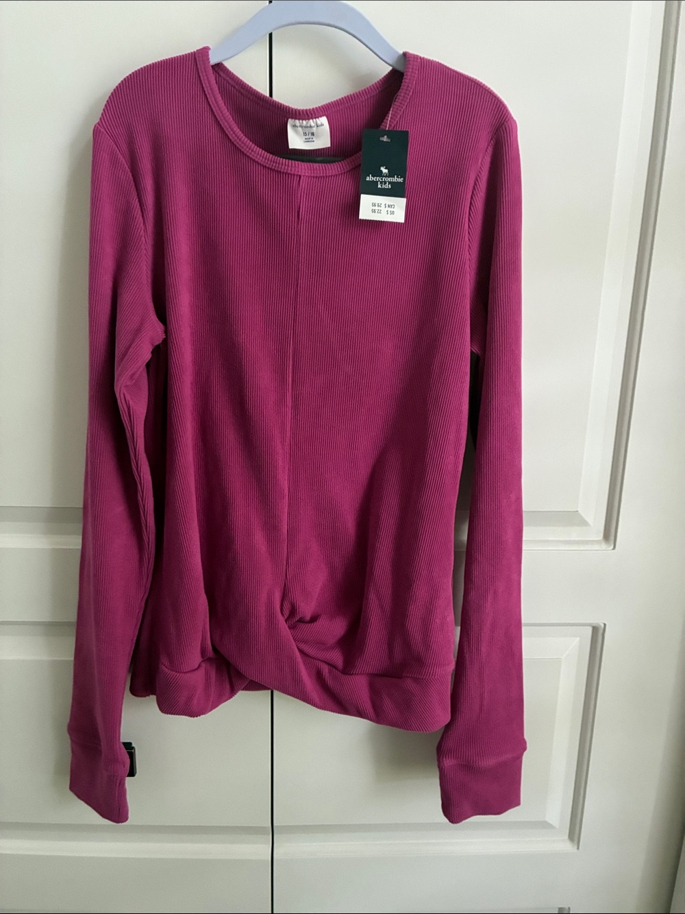 Abercrombie Kids Girls Long-Sleeve Twist-Hem Top - Fuchsia